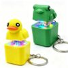 Frog Croaking Fidget Toy,Quacking Duck Stress Reliever Keychain with Colorful Lights,Rechargeable Keyboard Clicker,Stress Reliever for Anxiety and Sensory Fun(2PCS)
