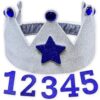 FROG SAC Birthday Crown for Boys - Interchangeable Numbers 1-5 Years Old, Kids Happy Birthday King Headband Crowns, Boy Party Hat Accessories (Silver/Blue)