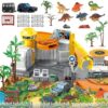 Frontoytall Dinosaur Toys Playset, Vehicles Construction Track Set with Map, Realistic Dinosaurs Figures, Parking Barrier, Crane & Cars, Educational STEM Learning for Kids Ages 3-12, (ASTM Certified)