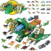 Frontoytall Jumbo Dinosaur Toys for Kids 3-5, 12 Mini Dinosaurs & 6 Truck Carrier Cars, Birthday Gifts Toys for 3 4 5+ Year Old Boy, Create a Dino World, Educational Figures, Dinosaur Play Set