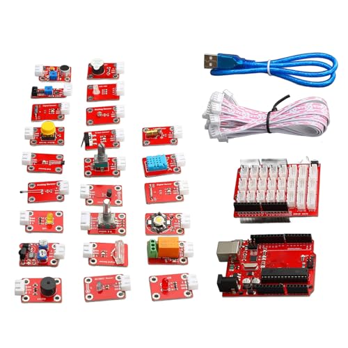 FTVOGUE Development Board Learning Kit, ABS Plastic Programming Learning Kit with Sensors LED Module and Cables, Graphical Programming for Beginners Students Classroom Practice
