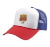 Fueled By Coffee and Second Graders Teacher Trucker Hat with Adjustable Mesh Back, Red/White/Royal Blue