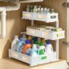 fufeisi Under Sink Organizer, 1 Pack 3-Tier Height Adjustable Pull Out Cabinet Organizer, Heavy Duty Kitchen Organizers and Storage for Bathroom, Pantry, Laundry, Cabinet