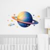 fufuquare Cartoon Planets and Outer Space Rocket Themed Wall Stickers, Peel and Stick Vinyl Decals for Kids, Boys and Girls Bedroom, Nursery, Playroom, Daycare
