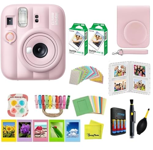 FUJIFILM instax Mini 13 Instant Film Camera Candy Pink Bundle | Carrying Case, 20 instax Mini Film, 4 x AA Battery Pack, Stickers, Photo Frames, Photo Album, Lens Filters, Cleaning Cloth + More