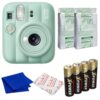 Fujifilm Instax Mini 13 Instant Film Camera (Lagoon Green) Bundle with 2 x Instax Mini Foil Pack, Ansmann AA 4-Pack Battery, & Additional Accessories