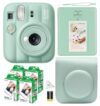 FUJIFILM INSTAX MINI 13 Instant Film Camera (Lagoon Green) Bundle with W/ 80 Sheet Mini Film + Camera Case Green + Photo Album + Cleaning Cloth