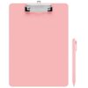 Fulmoon 1 Sets Pink Plastic Clipboards Include 1 Pcs Black Ink Pink Pens Lightweight Standard A4 Letter Size Office Clip Board with Pen Holder Low Profile for Back to School Nurse Teacher 12 x 8.58