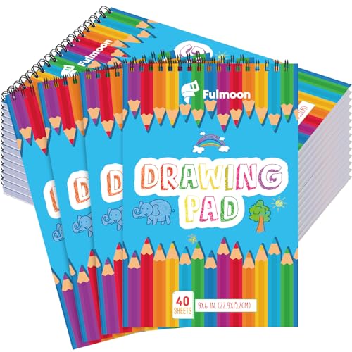 Fulmoon 25 Pack Bulk Sketch Pad for Kids Drawing Pad 40 Sheets Sketch Book Children Art Drawing Paper Supplies for Crayons Party Art School Classroom Craft Activities (6 x 9 Inch)