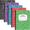 Fulmoon 5 Pcs Composition Notebooks Wide Ruled, 11/32'' Spacing Comp Book, 10.12 x 7.2Inch, 30 Sheets Per Comp Book, Black Purple Blue Red Green, Marble Notebooks for School Kids Home Office