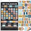 Fulmoon Boho Classroom Calendar Pocket Chart Set, 171 Pcs Large Calendar Bulletin Board with Weather, Seasons, Holidays & Date Cards, Black Pocket Chart for Preschool Kindergarten Teacher Supplies