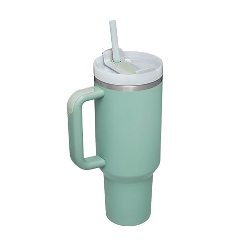 FULPARI Quencher H2.0 Tumbler with Handle and Straw 40 oz | Flowstate 3-Position Lid | Cup Holder Compatible for Travel | Insulated Stainless Steel Cup | BPA-Free (light green, 40oz)