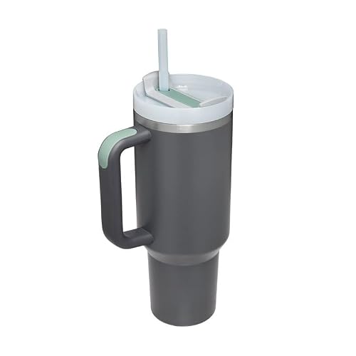 FULPARI Quencher H2.0 Tumbler with Handle and Straw 40 oz | Flowstate 3-Position Lid | Cup Holder Compatible for Travel | Insulated Stainless Steel Cup | BPA-Free (Charcoal, 40oz)
