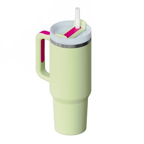 FULPARI Quencher H2.0 Tumbler with Handle and Straw 40 oz | Flowstate 3-Position Lid | Cup Holder Compatible for Travel | Insulated Stainless Steel Cup | BPA-Free (Light Green, 40oz)