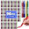 FUMILE 24 Sets of 4 Colors Crayons (96 Count), Crayons Bulk Individual Packs, Non-Toxic Mini Crayon for Kids Party Favors, Restaurants, School Supplies, Travel and More Events
