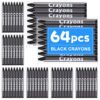 FUMILE 64 Pack Black Crayons Bulk, Non-Toxic Mini Crayon for Kids