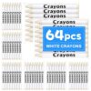 FUMILE 64 Pack White Crayons Bulk, Non-Toxic Mini Crayon for Kids