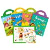 FUNCLASS 5 Pack Sticker Books for Toddlers, Reusable Travel Activity Set & Seek-and-Find with 200+ Animal Stickers, Coloring Games for Kids Party, Restaurant, On-the-Go