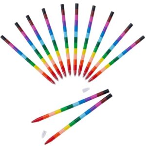 Fun Express 12-Color Jumbo Stacking Round Crayons, 12 Pieces