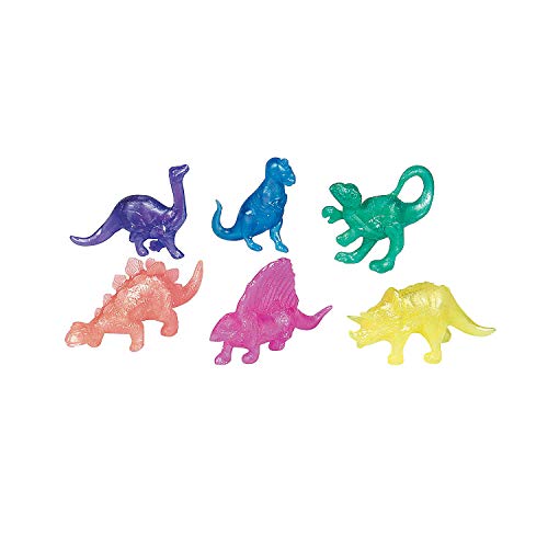 Fun Express Pearlized Squishy Dinosaurs 48 Pack - Squishy Fidget Toys Bulk Set for Kids | Squeeze Toys Sensory Fidgets for Classroom Prizes, Treasure Box & Birthday Party Favors | Dinosaur Toys 3-5