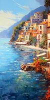 Fun Jigsaw Puzzle 1000 Pieces for Adults Beauty Seaside Paint by Number Mediterranean Cityscape Challenging for Family Educational Activities Gift Colorful Puzzles 29.5 x 20 in