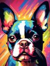 Fun Jigsaw Puzzle 1000 Pieces for Adults Boston Terrier Dog Colored by Number Kits for Beginners Gems for Wall Decor 29.5 x 20 in