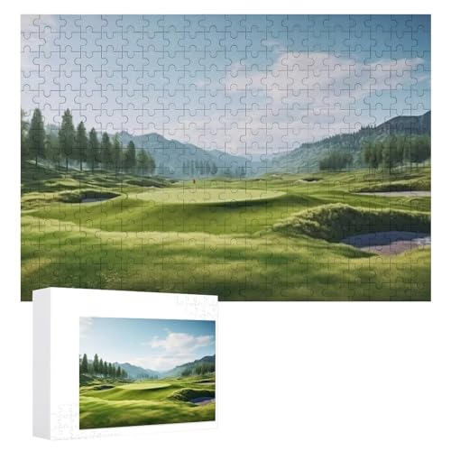 Fun Jigsaw Puzzle 1000 Pieces for Adults Golf Course with Beautiful Green Field Golf Course with A Rich Green Turf Beautiful Scenery for Toddler Learning Educational Puzzles 29.5 x 20 in
