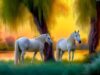 Fun Jigsaw Puzzle 1000 Pieces for Adults Willow White Horses Diamond Art Kit by Numbers,Horse,5D Round Gems Embroidery Diamond Art Gift 29.5 x 20 in