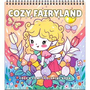 FUNLAVIE Cozy Coloring Book for Adults and Kids, Flower Fairyland Scenes