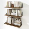 Fun Memories Floating Shelves, 24 x 12 Inches, Set of 2 Wall-Mounted Shelves with Metal Brackets, Decorative Wall Shelf for Living Room, Bedroom, Bathroom (Brown)