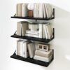 Fun Memories Floating Shelves, 24 x 12 Inches, Set of 2 Wall-Mounted Shelves with Metal Brackets, Decorative Wall Shelf for Living Room, Bedroom, Bathroom (Black)