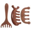FUNNETOYU 3pcs Wooden Gua Sha Massage Combs for Hair Care with Natural Wooden Texture, Easy to Handle Soothing Scalp Massager, Multi-Style Shapes for Salon and Home Use