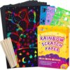 FUNNYB&G Rainbow Scratch Paper Art for Kids - 100 Pcs Magic Rainbow Scratch Paper Off Set Scratch Easter Crafts Arts Supplies Kits Pads Sheets for Party Games Valentine's Day Christmas Birthday Gifts