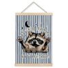 Funny Blue Striped Motivational Raccoon Poster Wall Art Framed 12x16in