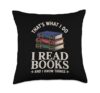 Funny Bookworm Art for Men Women Book Reading Book Reader Throw Pillow