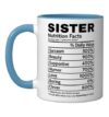 Funny Coffee Mug Nutrition Facts Cup Sister Sarcasm Girl Ceramic Mug, Blue/White, 11oz