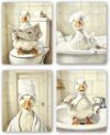 Funny Duck Bathroom Wall Art,Cute Animal in Bathtub Canvas Wall Decor,Animal Art Poster,Living Room Bedroom office bathroom Decoration8x10 Inch Framed