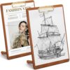 FunooFuno 2 Pack Walnut Wood Clipboard with Stand, 12.6 x 8.7'' Standing Clipboard with Metal Clip, Wall Hanging or Tabletop Menu Holder for Restaurant Bar Coffee Shop Office Reception Desk