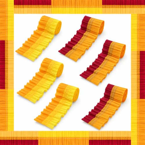 Funrous 6 Roll Fall Bulletin Board Borders Ruffled Bulletin Board Border 59ft Double Layer Crepe Paper Classroom Decor Trim DIY Scalloped Decor for Autumn Thanksgiving Chalkboard Whiteboard (Orange)