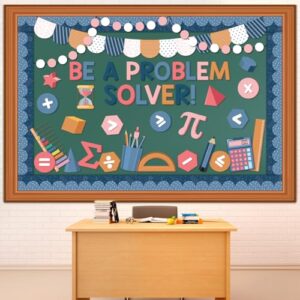Funrous Boho Math Bulletin Board Set Math Signs Classroom Decorations Mathematics Symbols Paper Cutouts with Borders for Educational Elementary Middle Back to School Teacher Helper Office Supplies