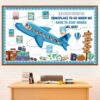 Funrous Reading Travel Bulletin Board Set Back to School Airplane Classroom Decorations World Adventure Travel Paper Cutouts DIY Photo Crafts for Teacher Students First Day of School Supplies