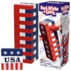 Funwares Red, White & Stack, Patriotic Wooden Stacking Game for Kids & Adults, 4th of July Tumble Tower, Indoor & Outdoor Family Play, Ages 6+, USA Gift