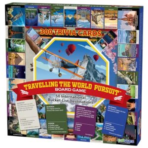 Funwares Travelling The World Pursuit - Educational Geography Trivia Board Game for Kids Adults and Families - Fun Travel Learning Game Night Activity
