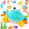 FUNZBO Baby Tummy Time Toys 12 18 Months -Musical Dancing Crawling Crab Babies Plush Toy, Interactive Infant Toys With 50 Songs & Recording Feature,Birthday Gifts for 1 2 3 Year Old Boys Girls Toddler
