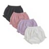 Fuobuluo 4-Pack Baby Girl Bloomers Solid Color Elastic Waistband Ruffle Diaper Covers for Summer Potty Training Shorts(US, Age, 6 Months, 9 Months, Multicolor)