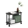 Furinno Turn-N-Tube Book Cart, 2-Tier Rectangle Sofa Side Table with Wheels, Round Corner Night Stand, End Table with Open Shelf, Toolless Assembly, for Living Room, Bedroom, Espresso