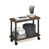 Furinno Turn-N-Tube Book Cart, 2-Tier Rectangle Sofa Side Table with Wheels, Round Corner Night Stand, End Table with Open Shelf, Toolless Assembly, for Living Room, Bedroom, Amber Pine