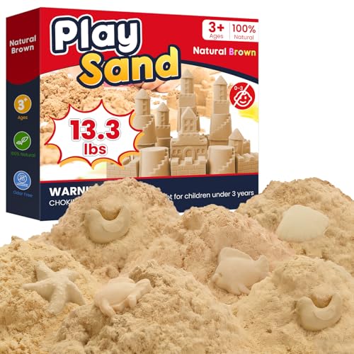 FURWEY 13.3lbs Play Sand, Natural Brown Sensory Sand,Suitable for Children to Shaping, Squeezing and Sculpting(Without Molds)