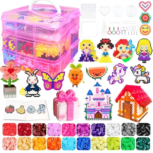 Fuse Beads Kit for Kids - 11000 Fuse Beads, 20 Colors 5mm Bead Craft Set with Storage Box, Pegboards, Ironing Paper and Accessories, Arts and Crafts Set Toys Gifts for Girls & Boys Birthday Christmas