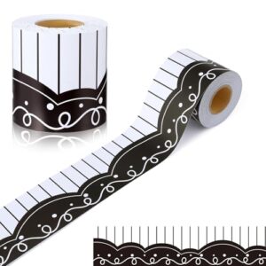 Fuutreo 50 Feet Black and White Bulletin Board Borders Classroom Straight Rolled Border Trim Squiggles and Dots Die Cut Border Trim for Chalkboard Back to School Classroom Party Wall Home Decor